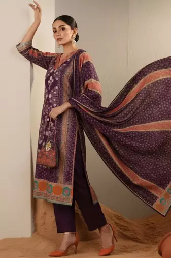 Women Ethnic Motifs Printed Regular Chanderi Silk Kurta with Trousers & With Dupatta