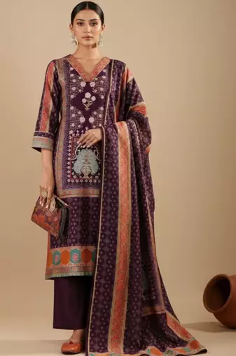 Women Ethnic Motifs Printed Regular Chanderi Silk Kurta with Trousers & With Dupatta