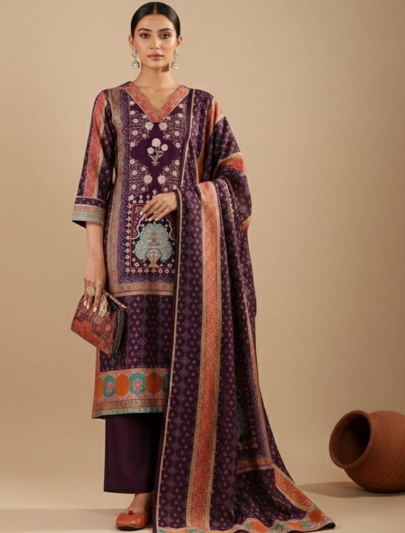 Women Ethnic Motifs Printed Regular Chanderi Silk Kurta with Trousers & With Dupatta