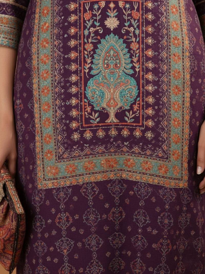 Women Ethnic Motifs Printed Regular Chanderi Silk Kurta with Trousers & With Dupatta