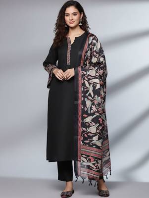 Women Ethnic Motifs Embroidered Regular Thread Work Kurta with Trousers & With Dupatta 1