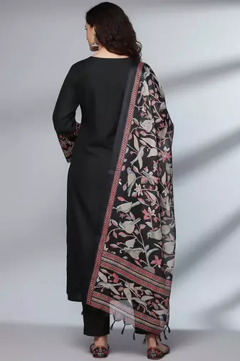 Women Ethnic Motifs Embroidered Regular Thread Work Kurta with Trousers & With Dupatta