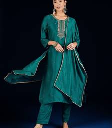 Women Embroidered Regular Beads and Stones Kurta with Trousers & Dupatta
