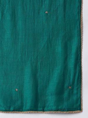 Women Embroidered Regular Beads and Stones Kurta with Trousers & Dupatta 4