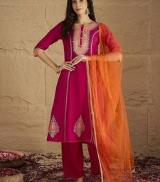 Women Yoke Design Regular Kurta with Trousers & Dupatta