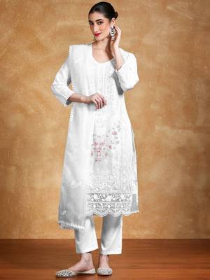 Women Embroidered Regular Sequinned Kurta with Trousers & Dupatta Kurta Sets 1