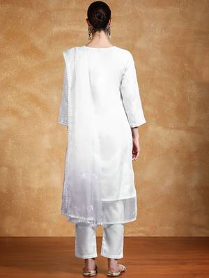 Women Embroidered Regular Sequinned Kurta with Trousers & Dupatta Kurta Sets 5