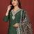 Ethnic Motifs Embroidered Notch Neck Zari Straight Kurta With Trousers & Dupatta