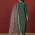 Ethnic Motifs Embroidered Notch Neck Zari Straight Kurta With Trousers & Dupatta