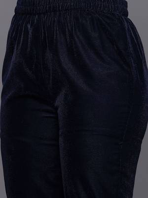 Zari & Sequin Embroidered Winter Velvet Kurta with Trousers & Dupatta 3