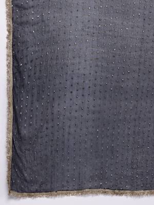 Zari & Sequin Embroidered Winter Velvet Kurta with Trousers & Dupatta 4