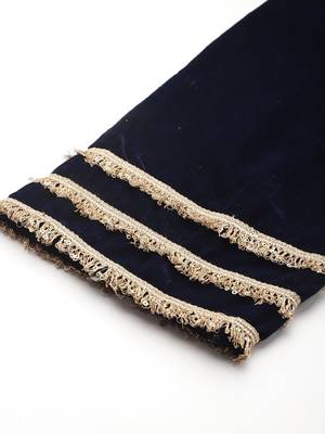 Zari & Sequin Embroidered Winter Velvet Kurta with Trousers & Dupatta 8
