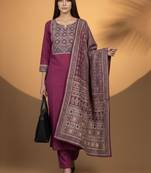 Women Ethnic Motifs Embroidered Regular Thread Work Kurta with Trousers & With Dupatta
