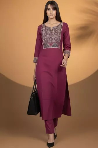 Women Ethnic Motifs Embroidered Regular Thread Work Kurta with Trousers & With Dupatta