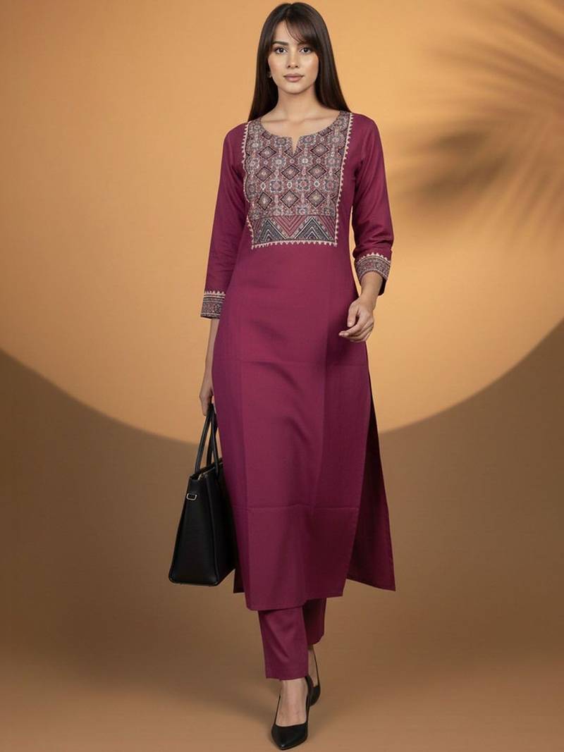 Women Ethnic Motifs Embroidered Regular Thread Work Kurta with Trousers & With Dupatta