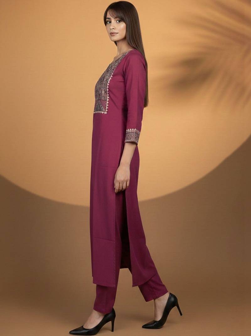 Women Ethnic Motifs Embroidered Regular Thread Work Kurta with Trousers & With Dupatta