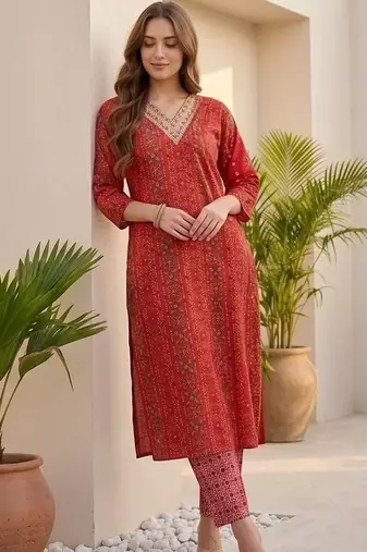 Women Ethnic Motifs Printed Regular Thread Work Kurta with Trousers & With Dupatta