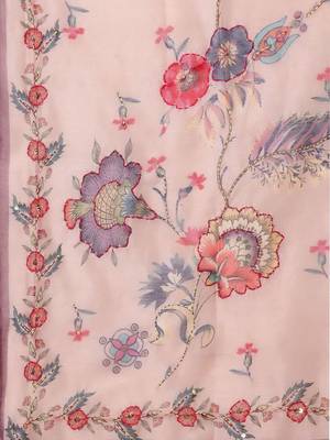 Women Floral Print Regular Kantha Work Kurta with Trousers & Dupatta 5