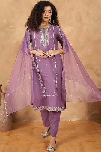 Women Ethnic Motifs Embroidered Kurta with Pyjama & Dupatta