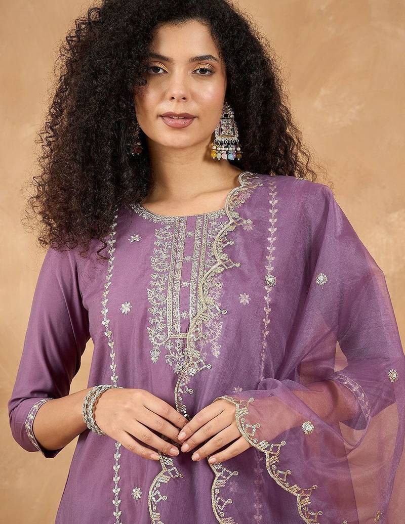 Women Ethnic Motifs Embroidered Kurta with Pyjama & Dupatta