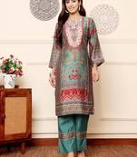 Women Ethnic Motifs Printed Regular Gotta Patti Chanderi Silk Kurta with Trousers