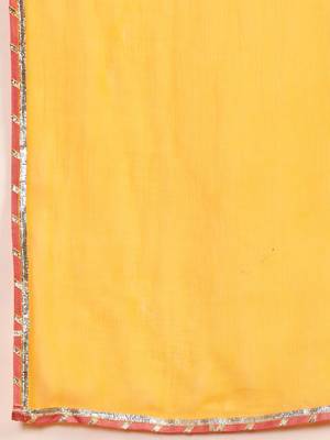 Floral Printed Square Neck Sleeveless Gotta Patti Kurta With Sharara & Dupatta 3
