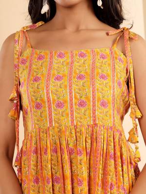 Floral Printed A-Line Kurta With Sharara And Dupatta 2