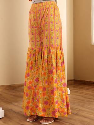 Floral Printed A-Line Kurta With Sharara And Dupatta 6