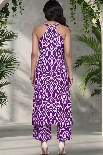 Women Ethnic Motifs Printed Regular Pure Cotton Kurta with Palazzos