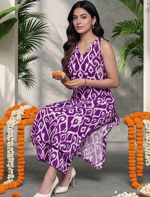 Women Ethnic Motifs Printed Regular Pure Cotton Kurta with Palazzos 5