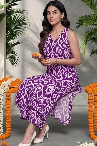 Women Ethnic Motifs Printed Regular Pure Cotton Kurta with Palazzos