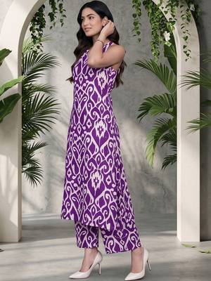 Women Ethnic Motifs Printed Regular Pure Cotton Kurta with Palazzos 7
