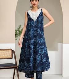 Floral Printed Pure Cotton A-Line Kurta With Trouser