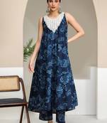 Floral Printed Pure Cotton A-Line Kurta With Trouser