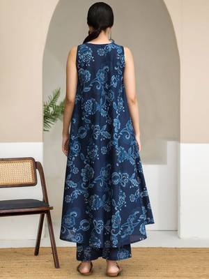 Floral Printed Pure Cotton A-Line Kurta With Trouser 4