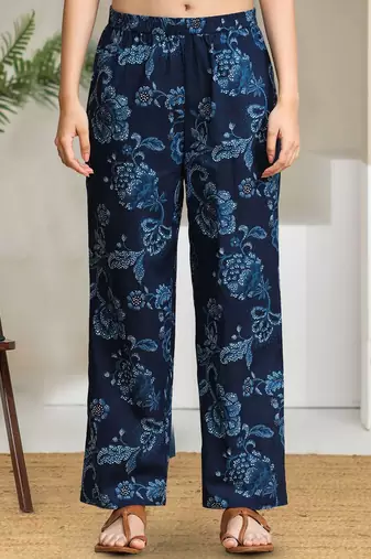 Floral Printed Pure Cotton A-Line Kurta With Trouser