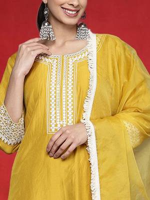 Women Ethnic Motifs Embroidered Regular Mirror Work Kurta with Trousers & Dupatta 2