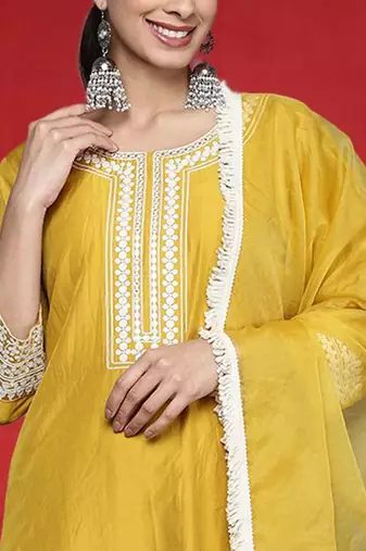Women Ethnic Motifs Embroidered Regular Mirror Work Kurta with Trousers & Dupatta