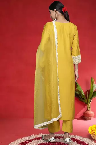 Women Ethnic Motifs Embroidered Regular Mirror Work Kurta with Trousers & Dupatta