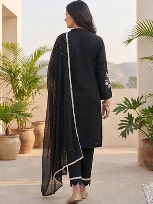 Women Ethnic Motifs Embroidered Regular Thread Work Kurta with Trousers & With Dupatta 7