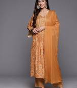 Women Bandhani Printed Empire Gotta Patti Kurta with Trousers & Dupatta