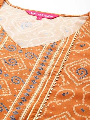 Women Bandhani Printed Empire Gotta Patti Kurta with Trousers & Dupatta 3
