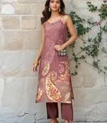 Women Paisley Printed Regular Beads and Stones Kurta with Trousers