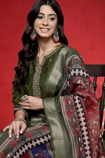 Women Ethnic Motifs Embroidered Kurta with Pyjama & Dupatta