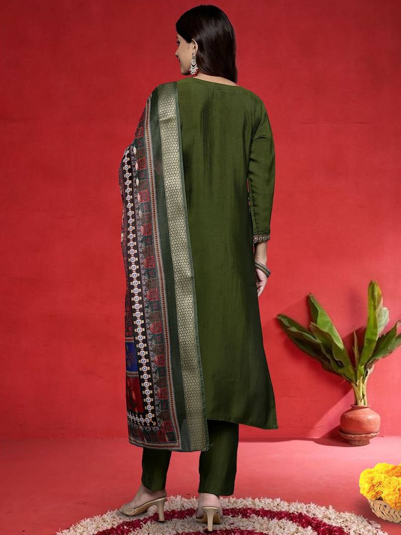 Women Ethnic Motifs Embroidered Kurta with Pyjama & Dupatta
