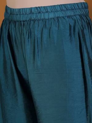 Ethnic Motifs Printed Chanderi Silk Straight Kurta With Trousers And Dupatta 4