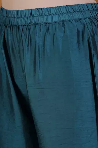 Ethnic Motifs Printed Chanderi Silk Straight Kurta With Trousers And Dupatta