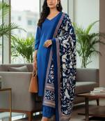 Women Ethnic Motifs Regular Kurta with Trousers & With Dupatta