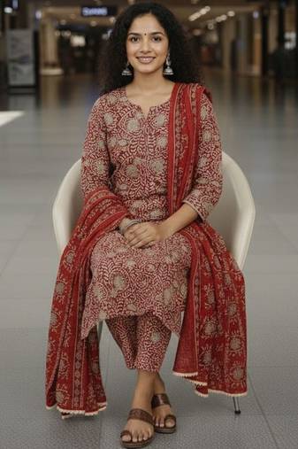 Women Ethnic Motifs Printed Regular Kurta with Trousers & With Dupatta