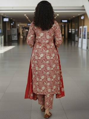 Women Ethnic Motifs Printed Regular Kurta with Trousers & With Dupatta 2